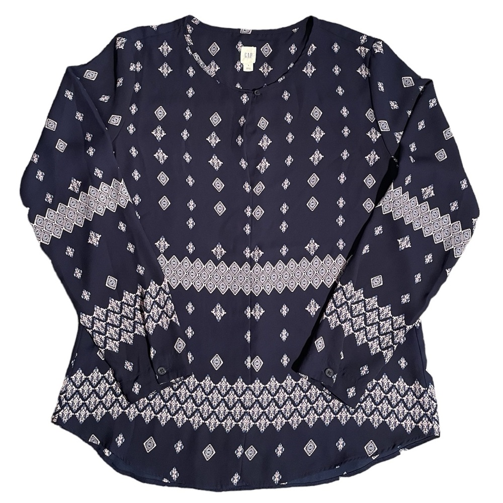 Gap Navy Blue Long Sleeve Blouse Women’s Small - Picture 1 of 4